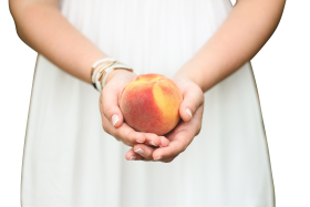 Peach in a Girl's Hands PNG