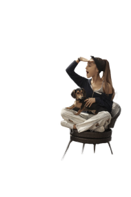 Ariana Grande cuddling with a cat PNG
