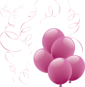 Pink Ballons with Ribbons PNG