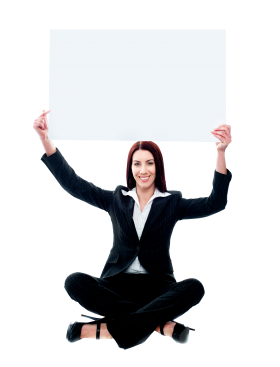 Business Women Holding Banner PNG