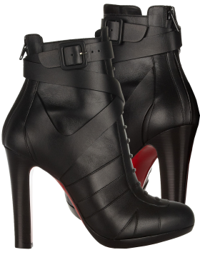 Christian Louboutin Black Leather Ankle Boots PNG