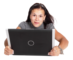 Excited Woman Using Laptop PNG