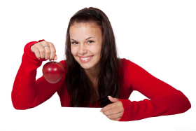 Girl Holding Apple PNG