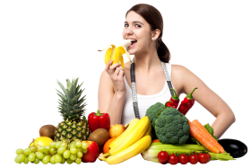Girl With Fruits PNG