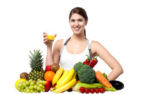 Girl With Fruits PNG
