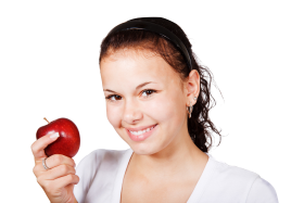 Girl with Red Apple PNG