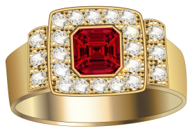 Gold Ring With Diamonds PNG