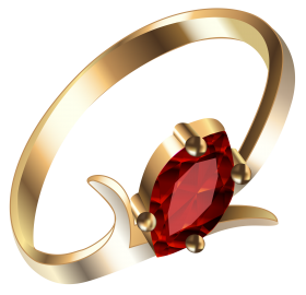 Gold Ring With Red Diamonds PNG