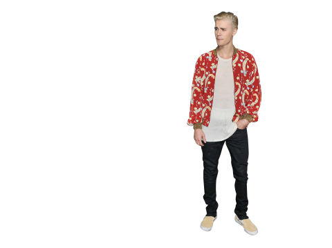 Justin Bieber dressed in a Red Shirt PNG