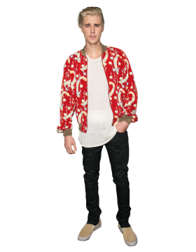 Justin Bieber dressed in a Red Shirt PNG