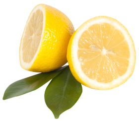 Lemon With Leaf PNG