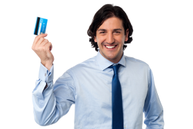 Man Holding Credit Card PNG