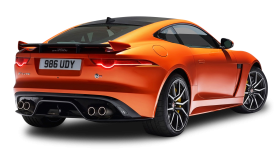 Orange Jaguar F Type SVR Coupe Back View Car PNG