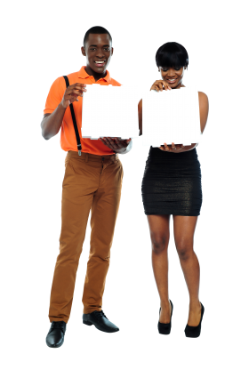 People Holding Banner PNG
