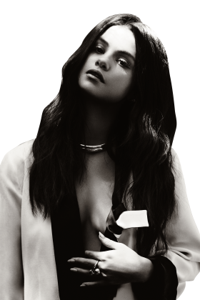 Selena Gomez Black and White PNG