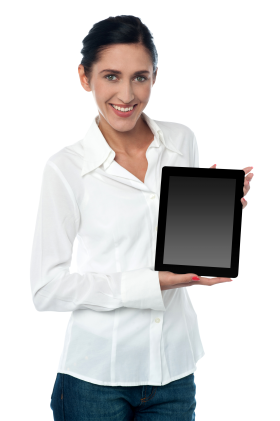 Woman Holding iPad PNG