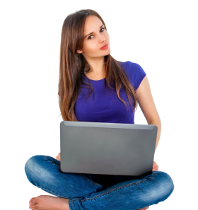 Women Sitting With Laptop PNG