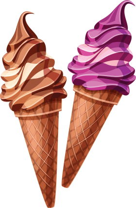 Purple and Brown Ice Cream Cones PNG