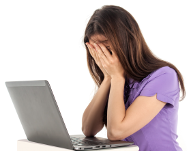 Sad Girl with Laptop PNG