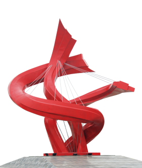 Red abstract sculpture piece PNG