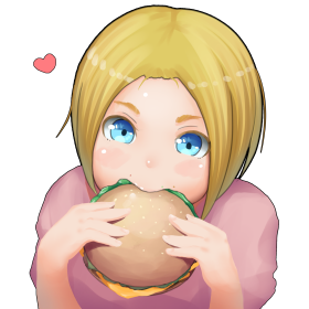 Anime Girl eating Burger