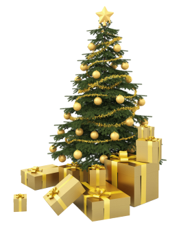 Christmas Tree with Golden Presents