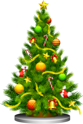 Christmas Tree Clipart with Decoration