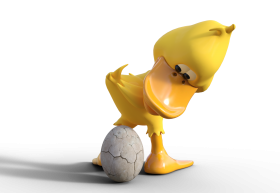 Duck Having an Egg
