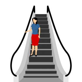 Girl coming down through  Escalator