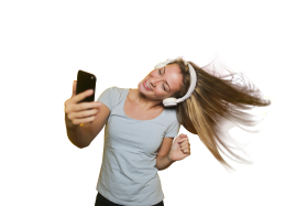 Girl Taking Selfie with listening music