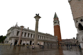 Public Square in Italy on a Rainy Day