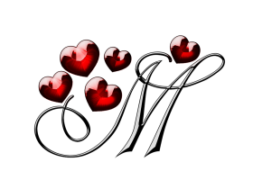 M Letter With Hearts