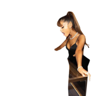 Ariana Grande in hot black bikini leaning on table