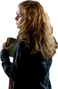 Hermione Worried with Book from Behind