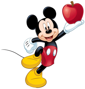 Mickey  Mouse Apple On Hand