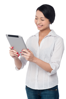 Woman holding iPad