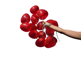 Red Heart Balloons in Hand