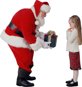 Santa Giving Gift to Child