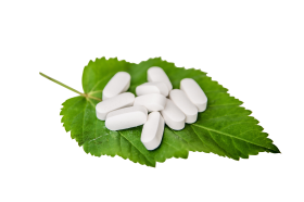 White Pills on a Leaf